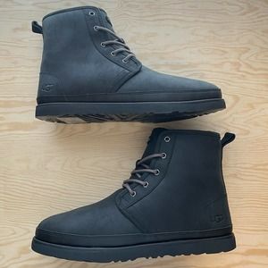 UGG Harkley Waterproof Black Boots Men's Sz 14 Shoes Suede Casual Wool 1017238
